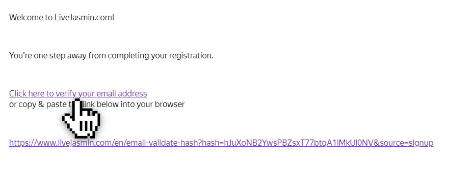 LiveJasmin confirm email